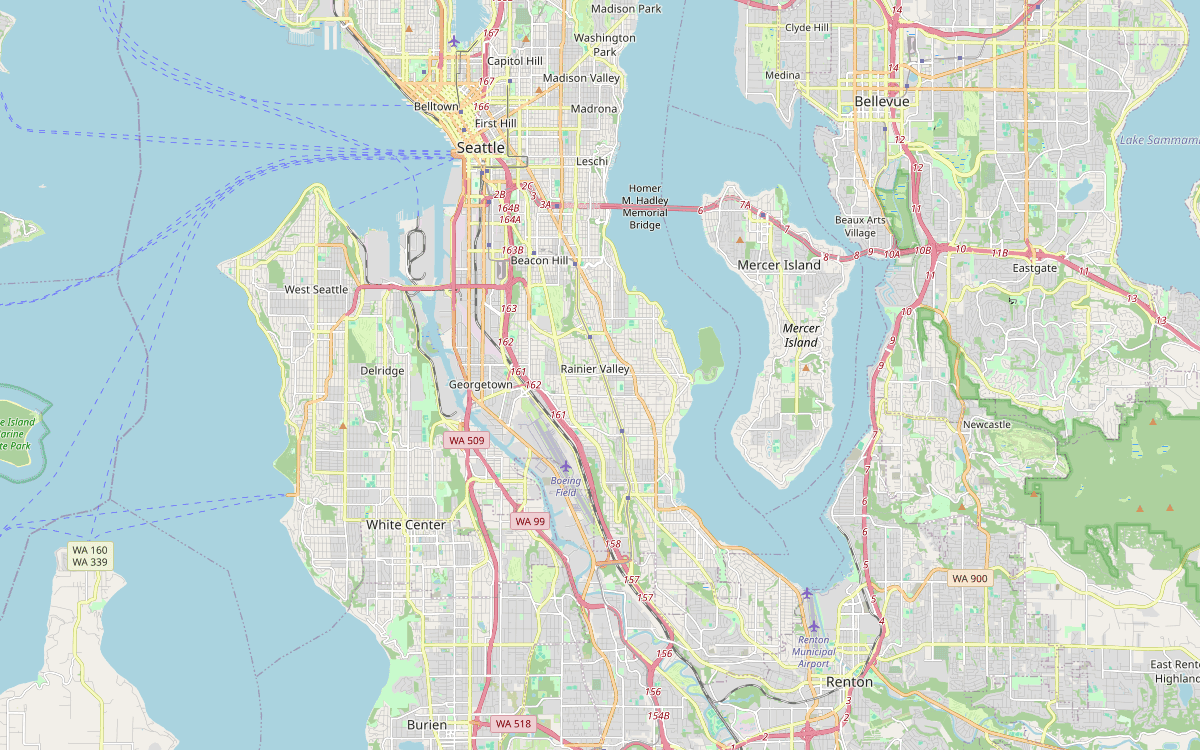 Map of our chimney service area across South Seattle, King County