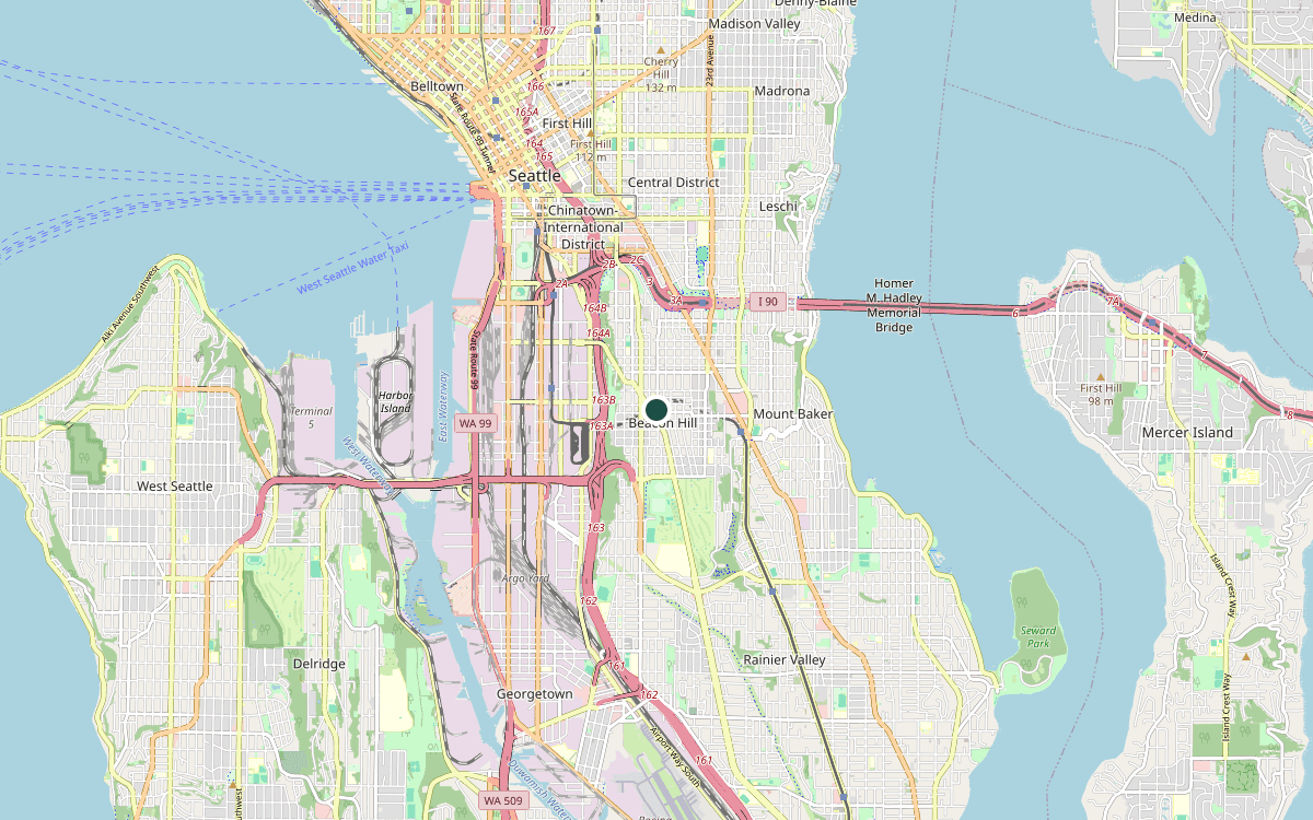 Map of our chimney service area in Beacon Hill, King County, WA