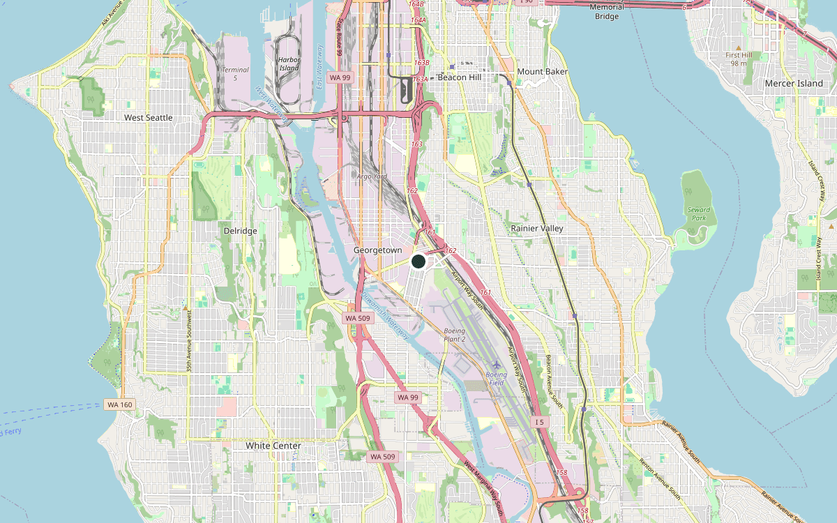 Map of our chimney service area in Georgetown, King County, WA