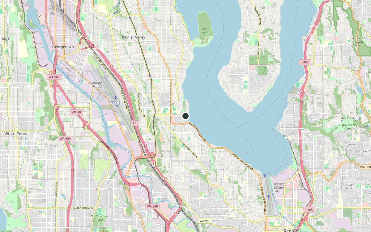 Map of our chimney service area in Rainier Beach, King County, WA