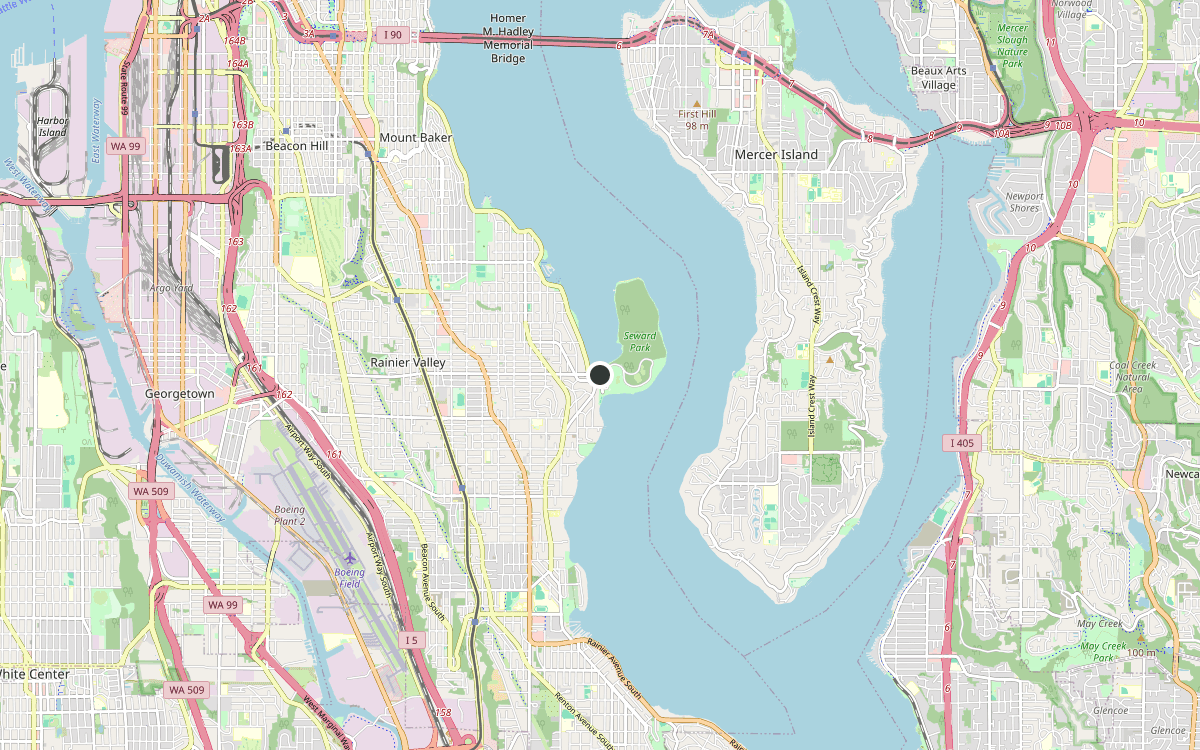 Map of our chimney service area in Seward Park, King County, WA