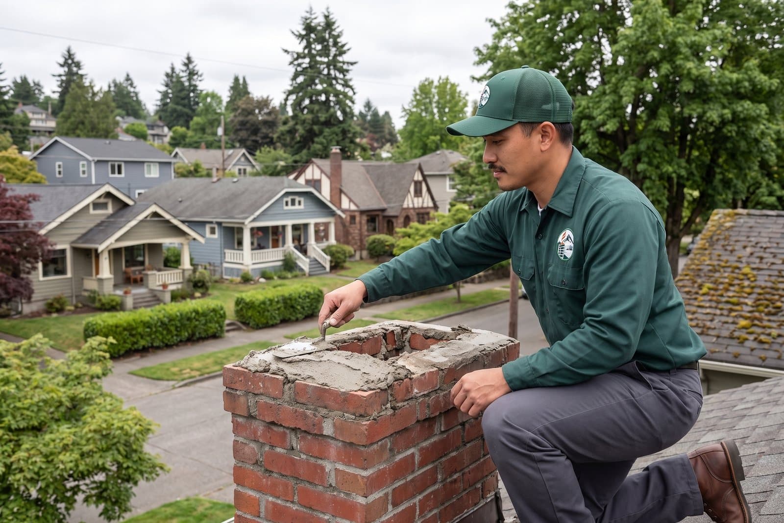 Chimney crown repair and repointing